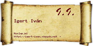 Igert Iván névjegykártya